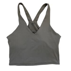 Alo Yoga Alo Airbrush Real Bra Tank, Khaki, Racerback, Size Large